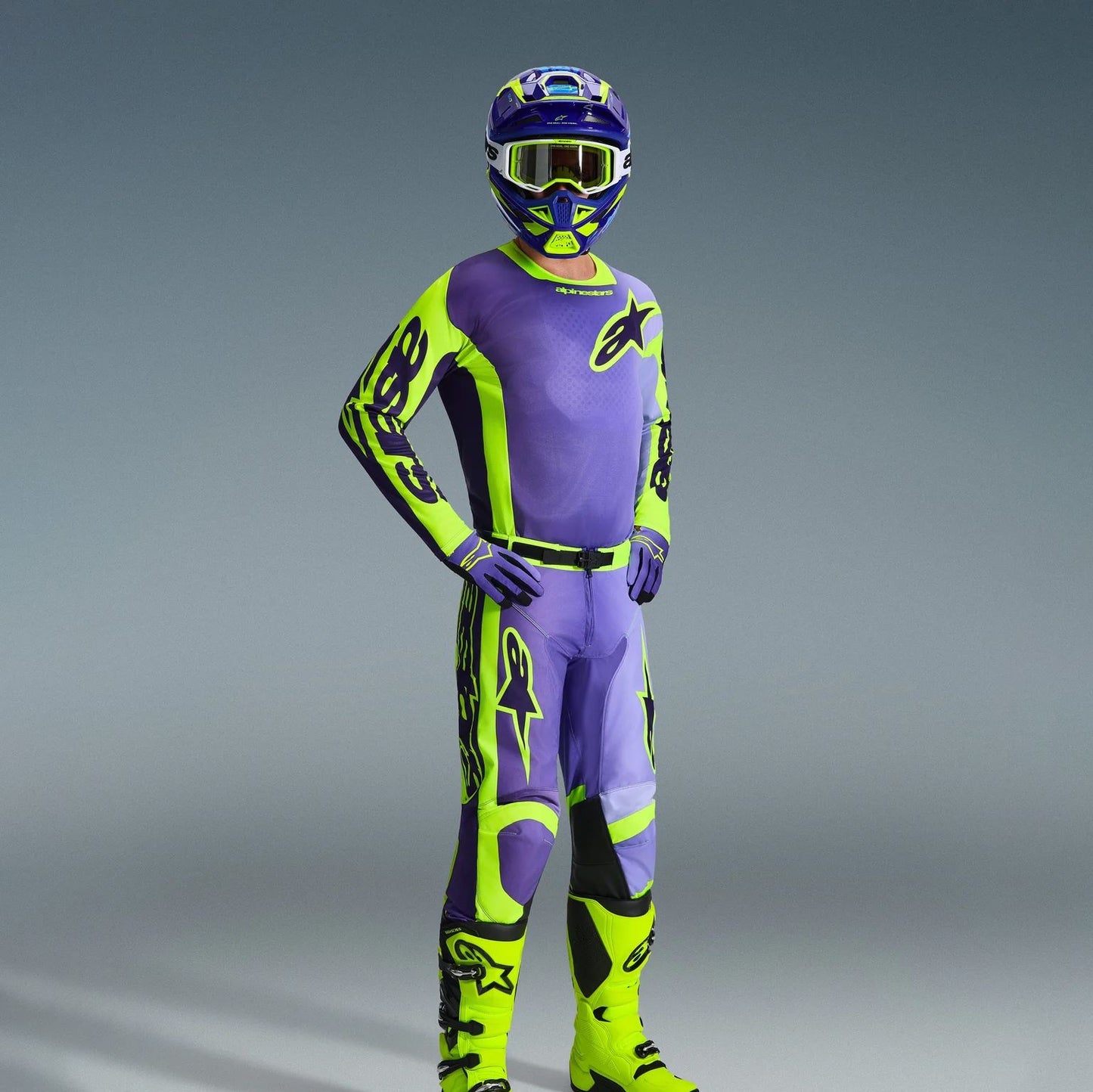 Alpinestars 2026 Racer Portl Motocross Combo Kit Purple Yellow Flo