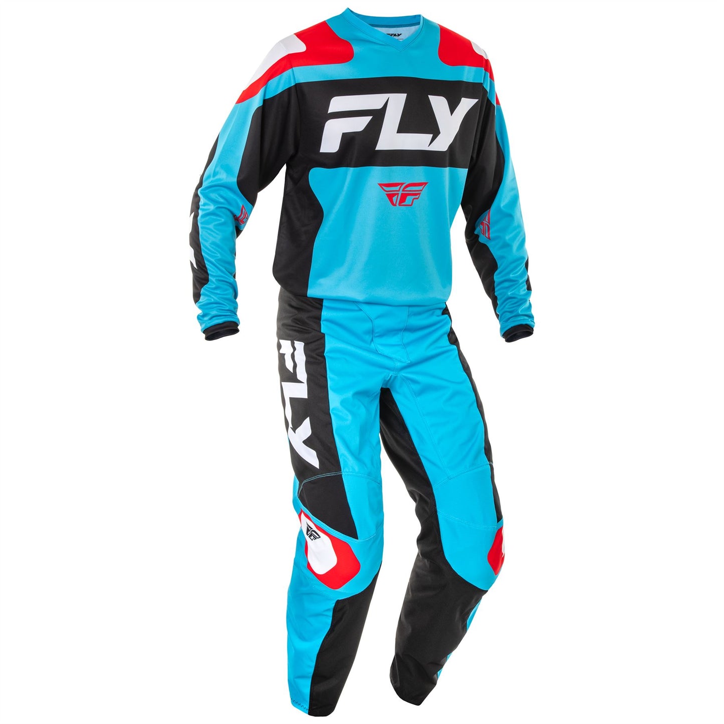 Fly Racing 2025 Motocross Combo Kit F-16 Cyan Black White