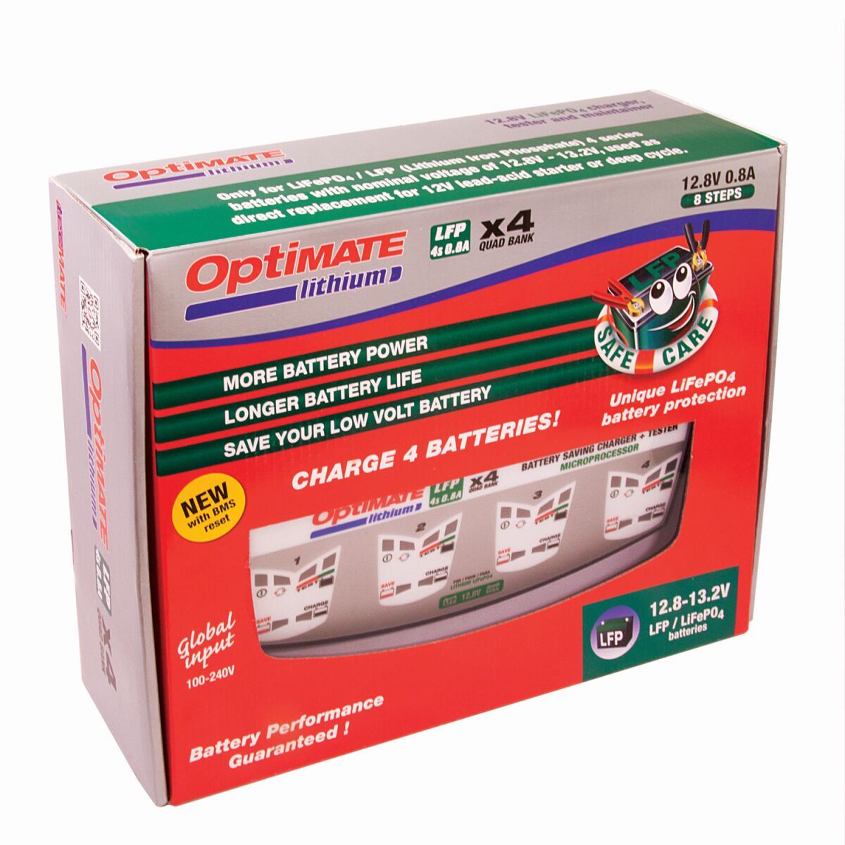 OptiMate Lithium 4s 0.8A Quad Bank 12.8V 0.8A Battery Saving Charger & Maintainer Battery Charger Optimiser
