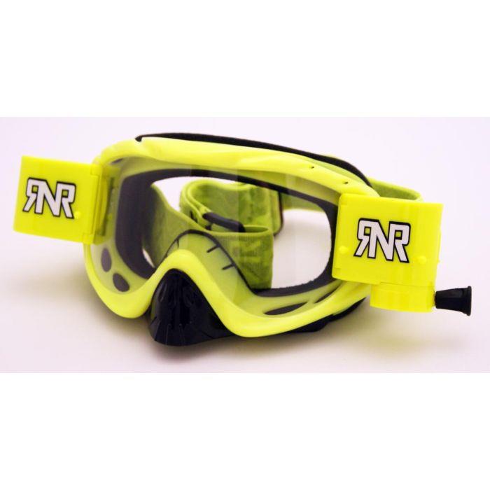 RNR Hybrid Psycho Yellow Fully Loaded Goggle Roll Off And Tear Off