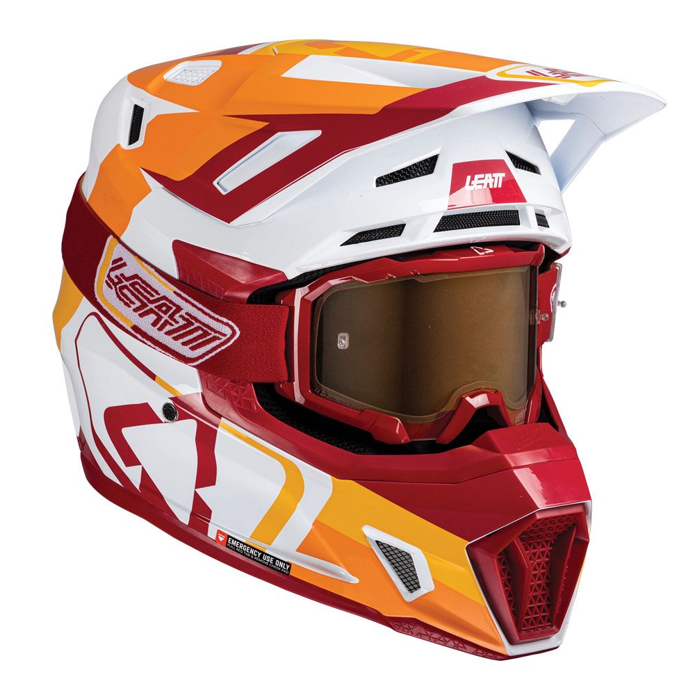 Leatt 2025 Motocross Helmet V25 7.5 Ruby With 4.5 Goggles