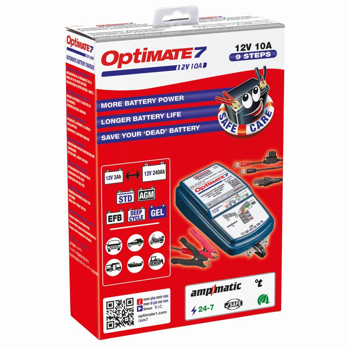 OptiMate 7 Ampmatic Silver 10A 12V Battery Charger Optimiser
