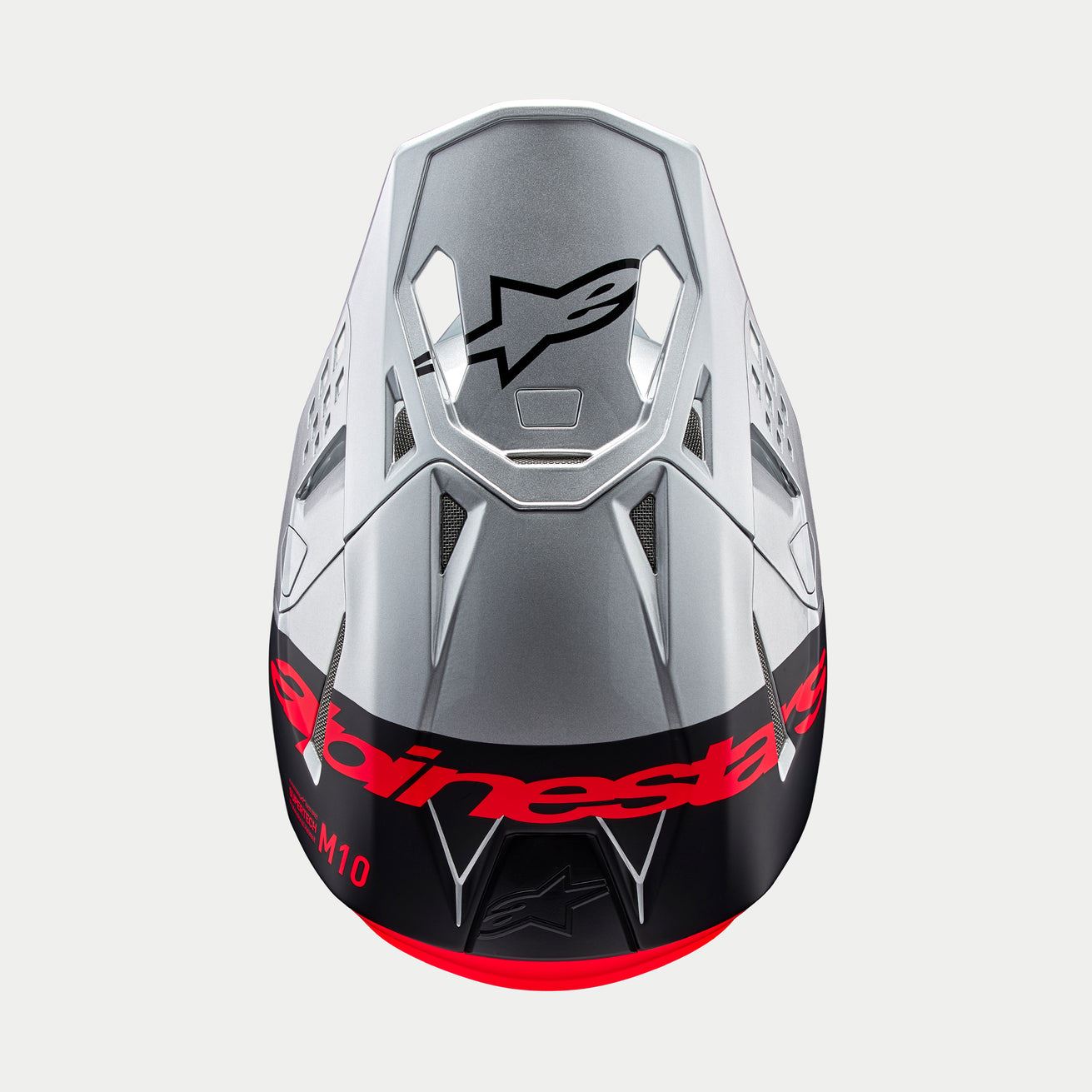 Alpinestars 2024 Supertech SM10 Flood Silver Black Orange Fluo Motocross Helmet