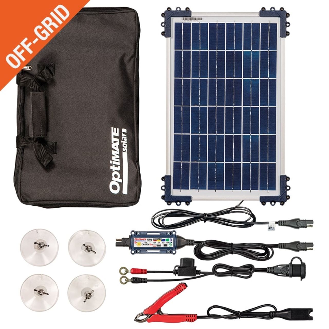 OptiMate Duo Solar Panel 10W Battery Charger Maintainer Travel Kit