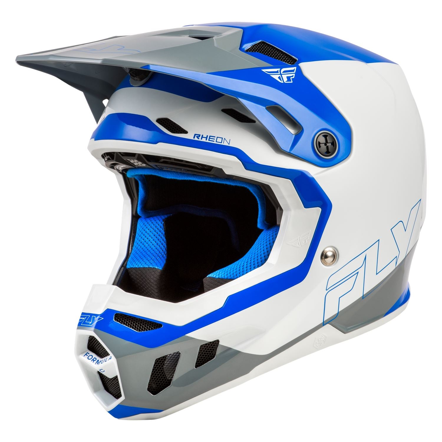 Fly Racing 2026 Motocross Helmet Formula CC Glide Blue Light Grey Grey