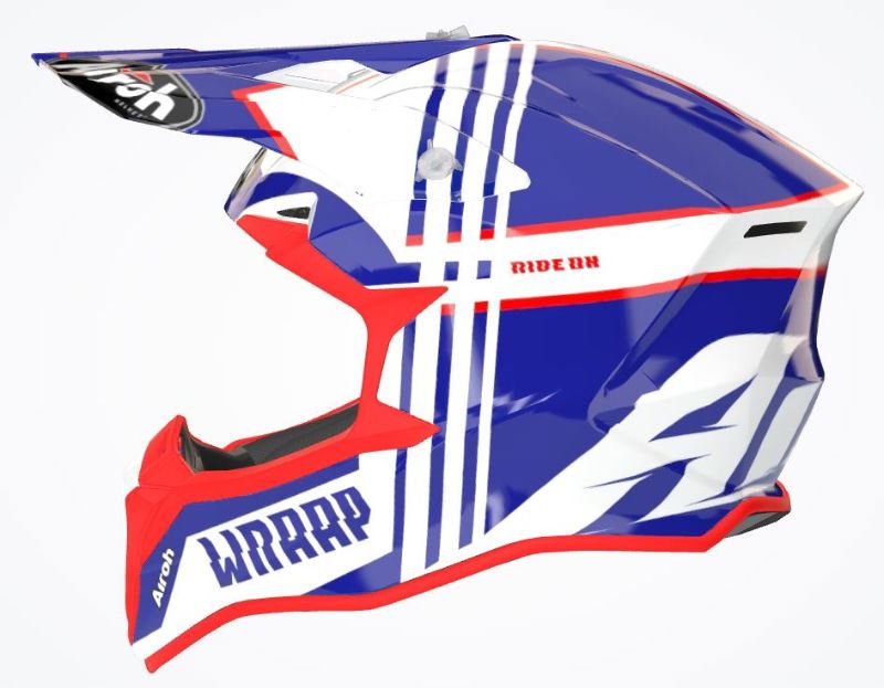 Airoh 2025 Helmet Wraaap Youth Youth Broken Blue Red Gloss