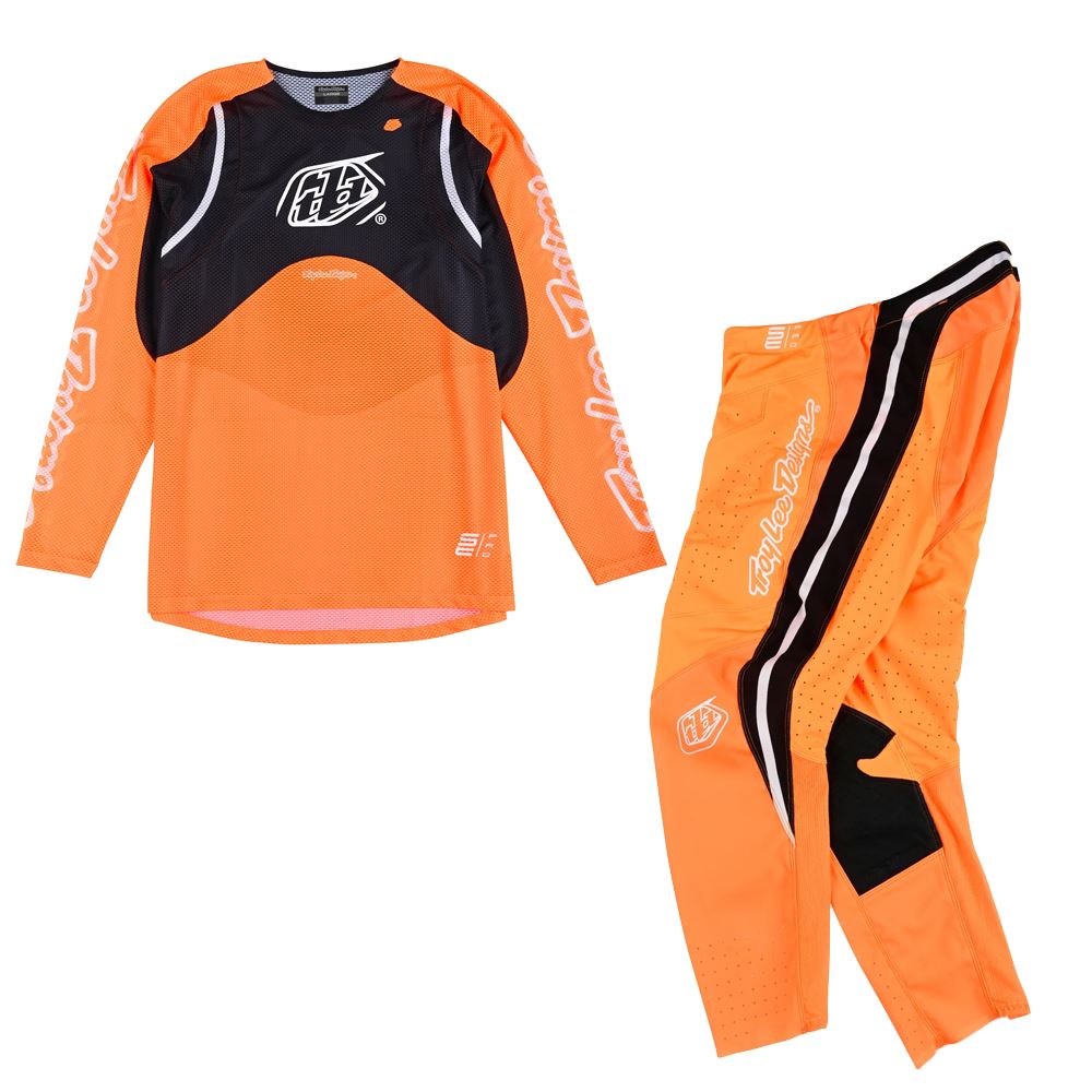 Troy Lee Designs 2025 Motocross SE PRO AIR Pinned Combo Kit Neo Orange