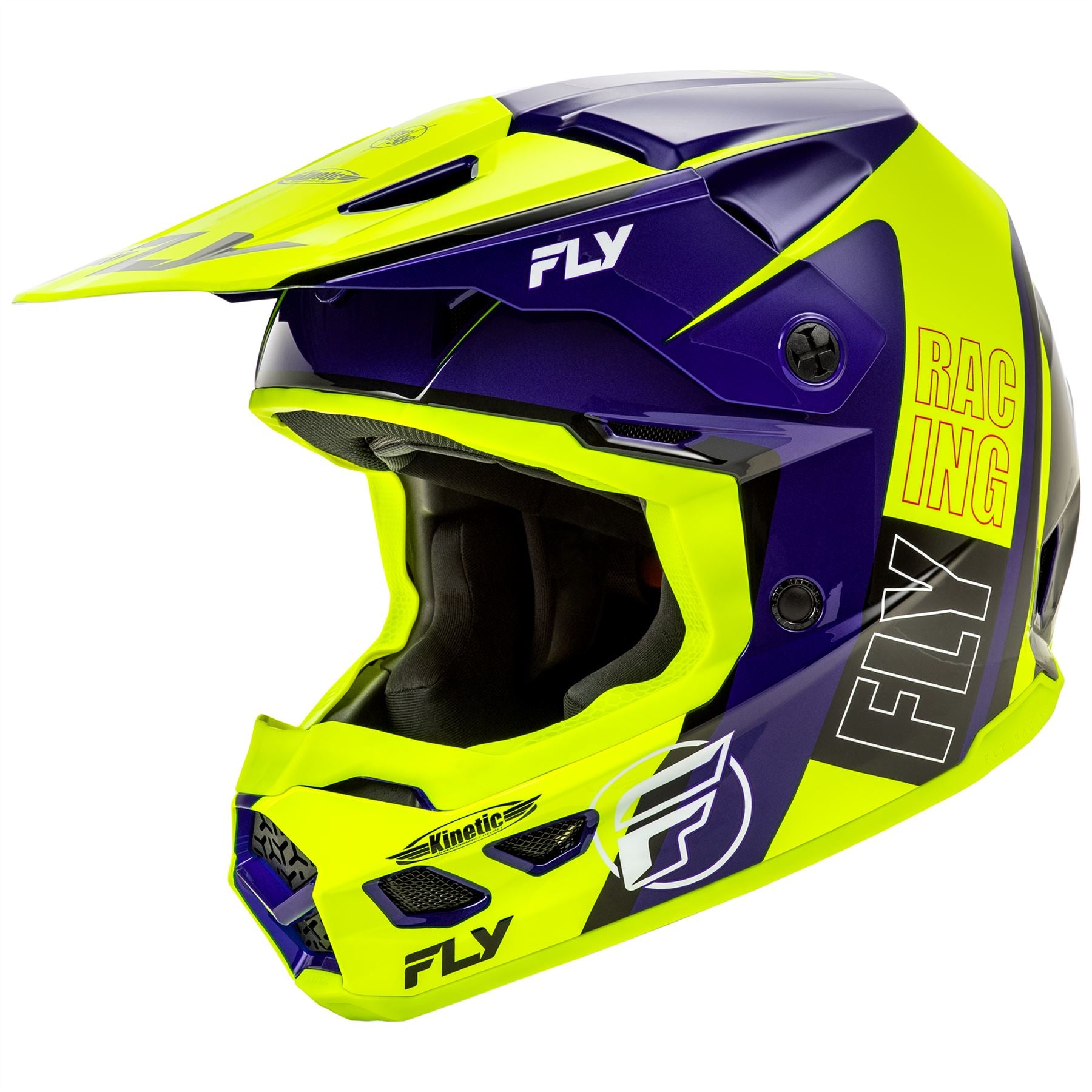Fly Racing 2025 Kinetic Rally Motocross Helmet Hi-Viz Blue Black