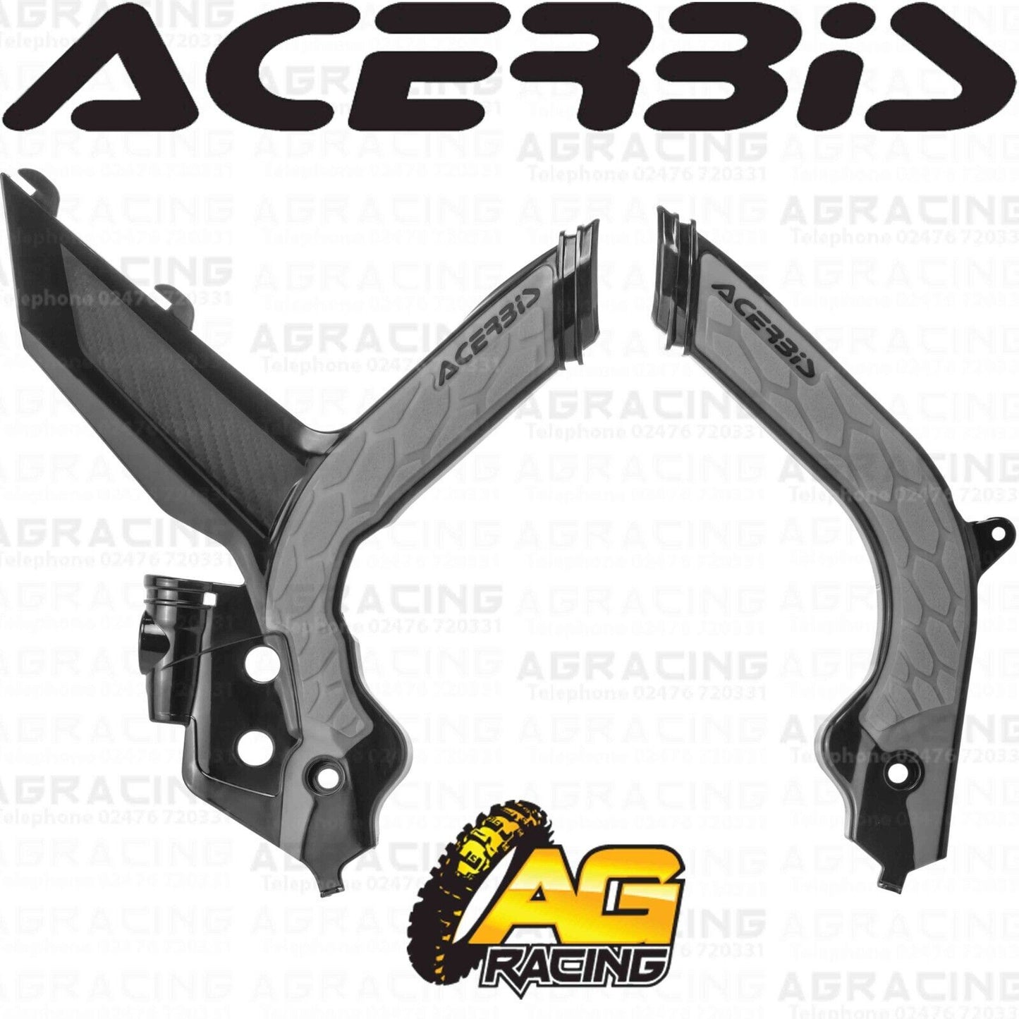 Acerbis X-Grip Frame Protector Guards Black Grey For KTM SX-F 350 2019-2022