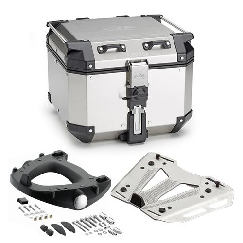 Kappa Bike Luggage K’FORCE MONOKEY Rear Rack & Top Box Kit Silver For Honda CRF1000L Africa Twin 2016-2017