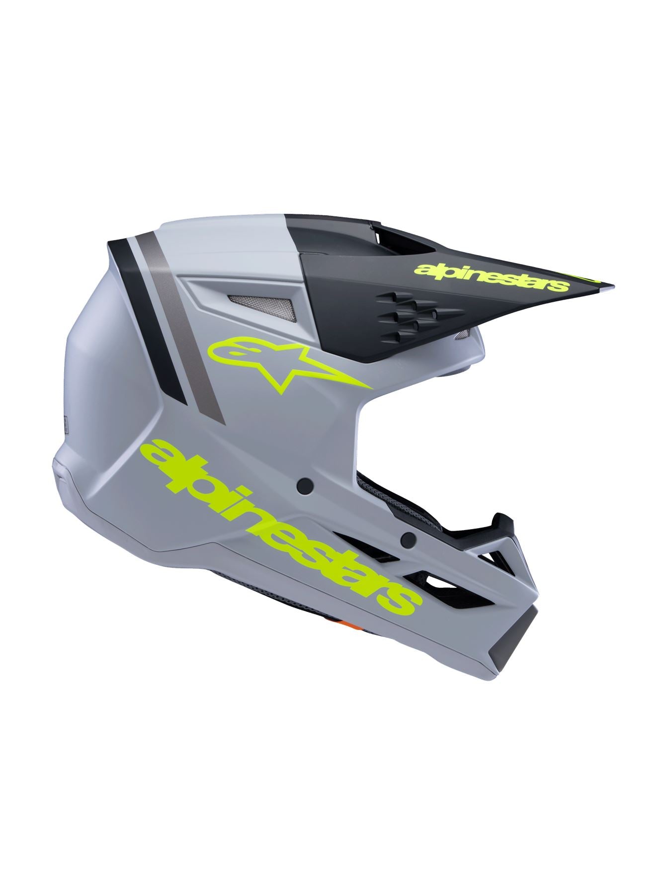 Alpinestars 2025 SM3 Radium Youth Motocross Helmet Grey Black Yellow Fluo Matt