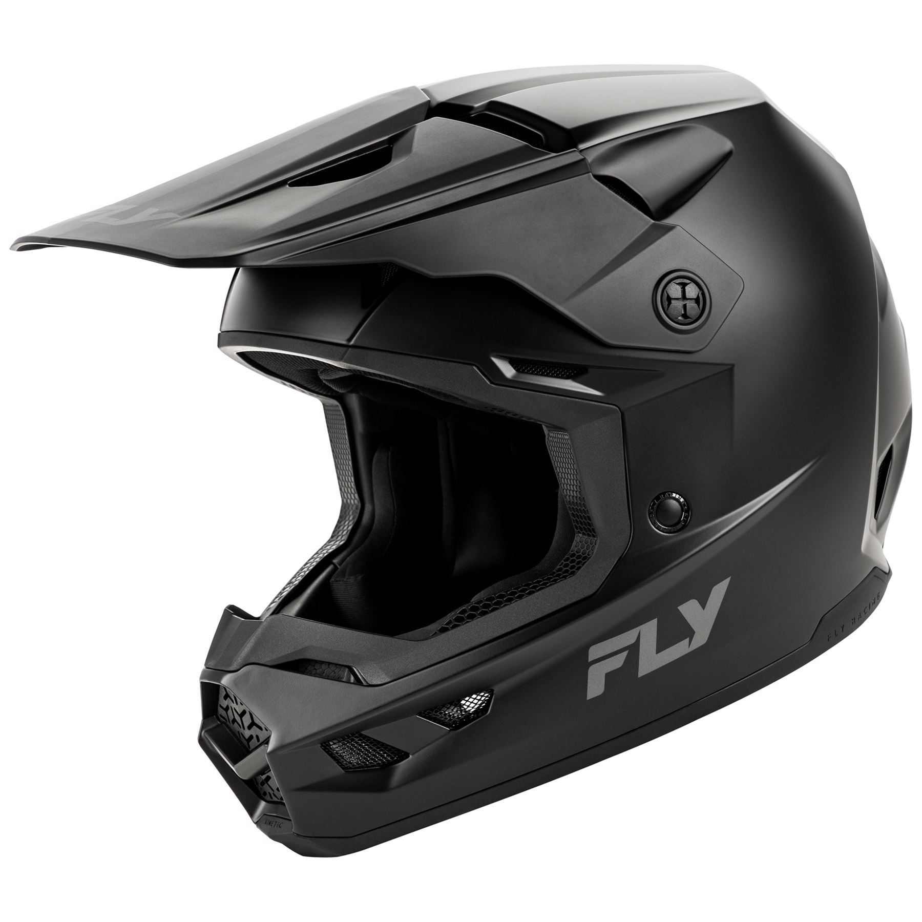 Fly Racing 2025 Youth Kinetic Solid Motocross Helmet Matte Black Youth