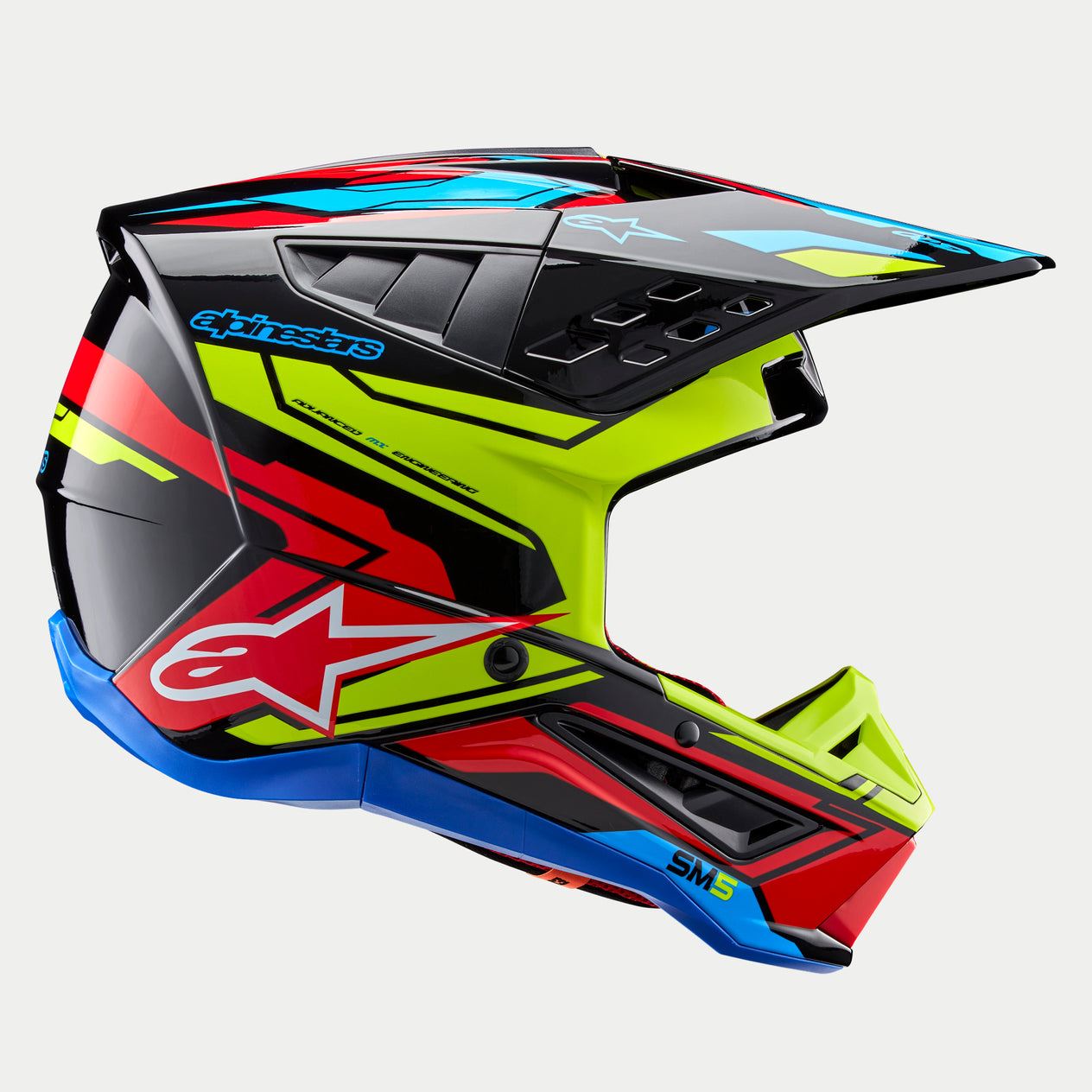 Alpinestars 2026 Supertech SM5 Action 2 Black Yellow Fluo Bright Red Motocross Helmet