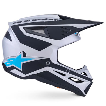 Alpinestars 2026 SM3 Heat Motocross Helmet Silver Blue Black Matt
