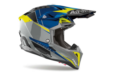 Airoh Helmet 2024 Aviator 3 Push Blue Gloss HPC Carbon