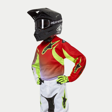 Alpinestars 2024 Racer Lucent Youth Motocross Jersey White Neon Red Yellow Fluo CLEARANCE