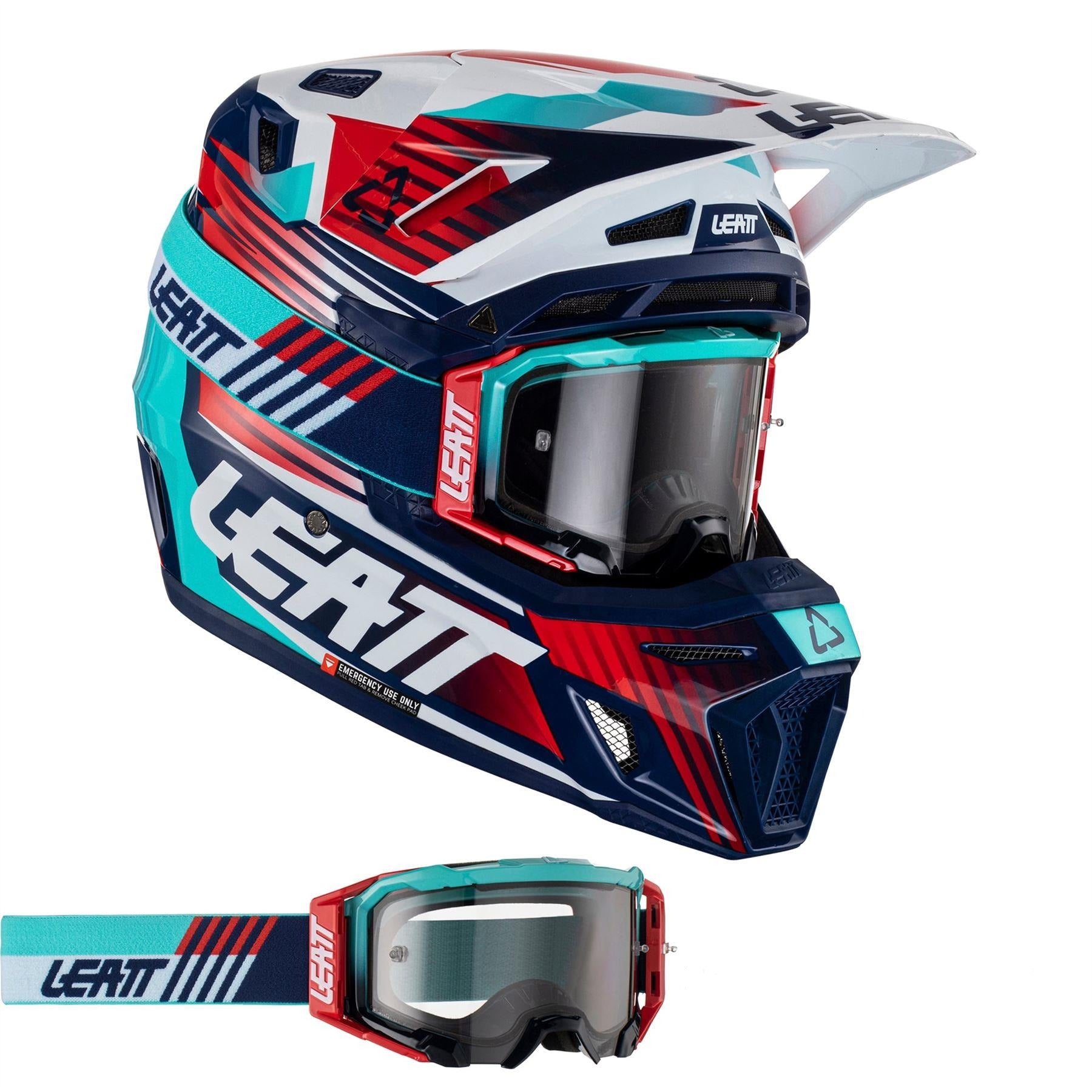 Leatt 2024 Helmet Moto 8.5 V23 Royal with 5.5 Goggles Bag