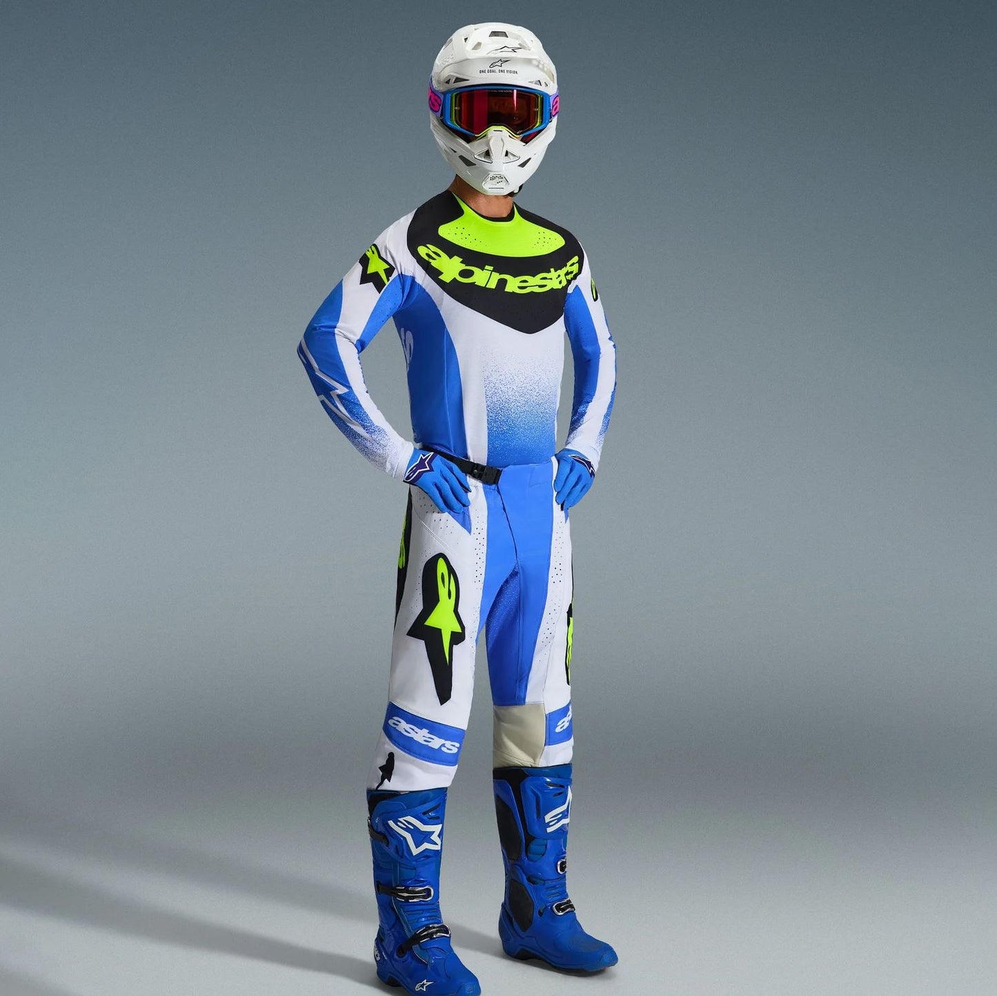Alpinestars 2026 Techstar Knif Motocross Combo Kit Ucla Blue Black Yellow Flo