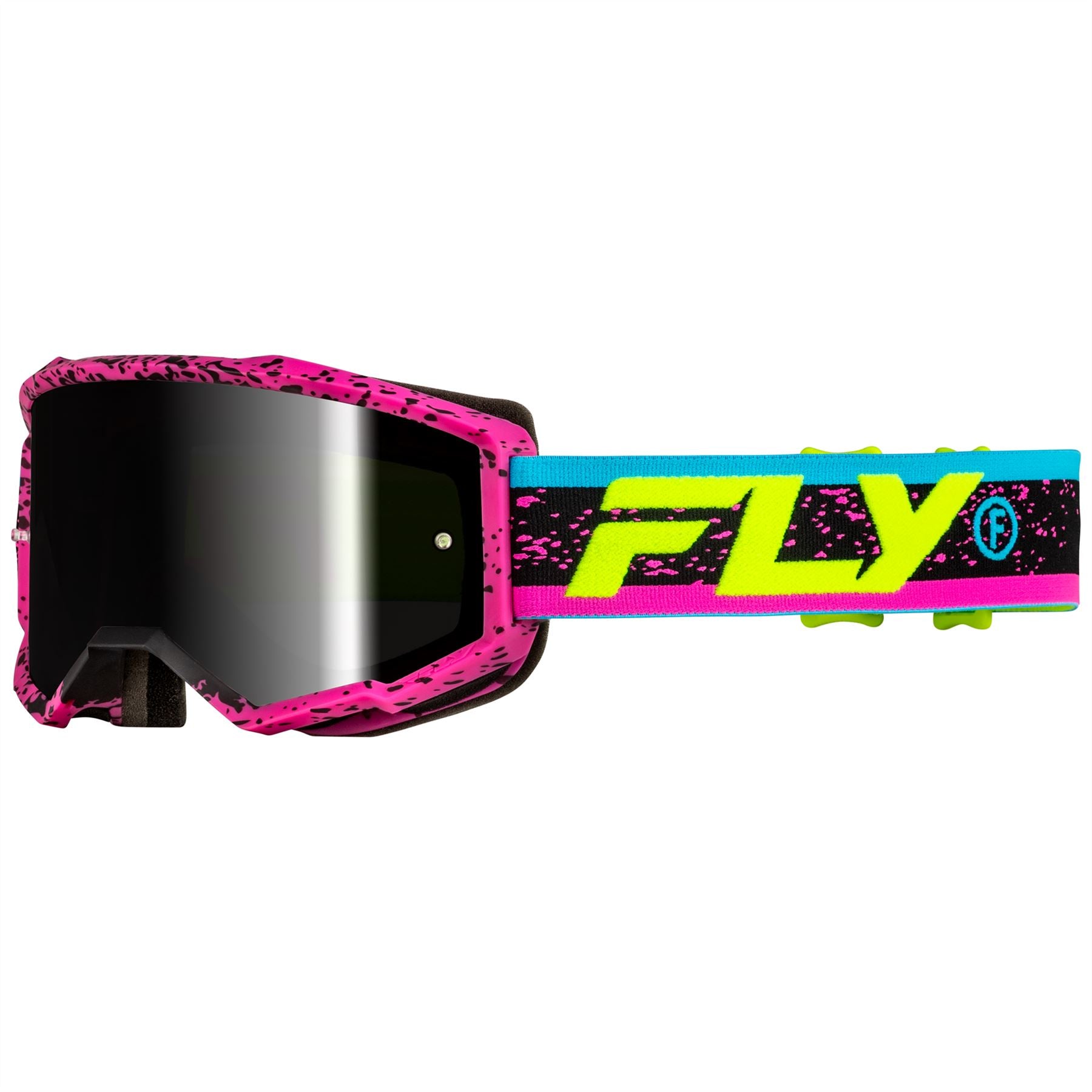 Fly Racing 2025 Zone Youth Motocross Goggles Pink Black Hi-Viz Mirror Smoke Lens