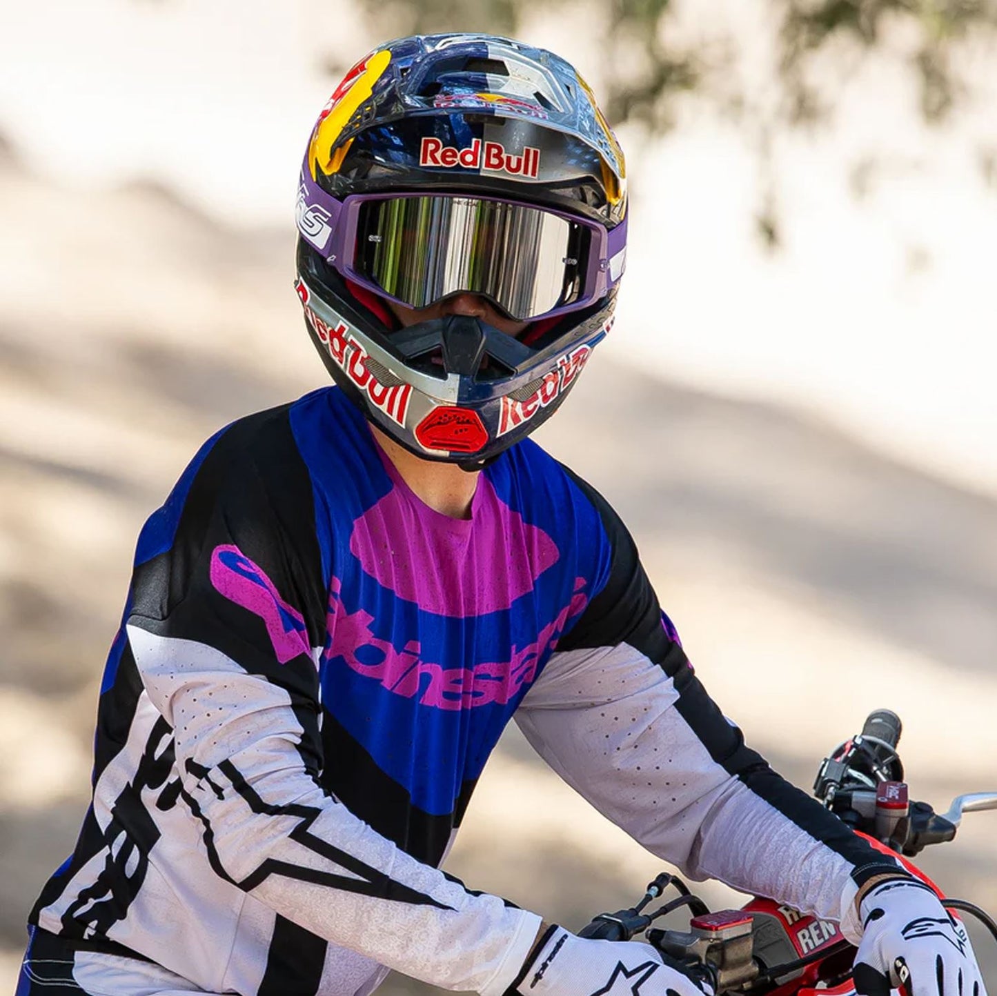 Alpinestars 2026 Supertech Hunter Lawrence Signature Motocross Goggles Purple White Mirror Silver One Size