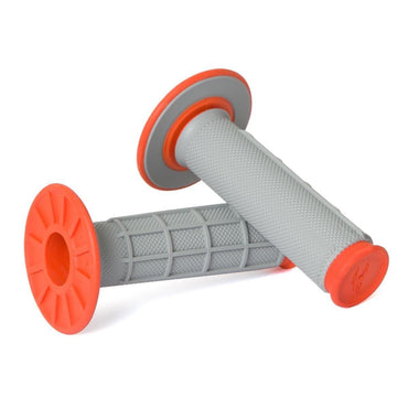 Renthal Dual Compound Tapered Half Waffle Grips Grey Orange MX Enduro