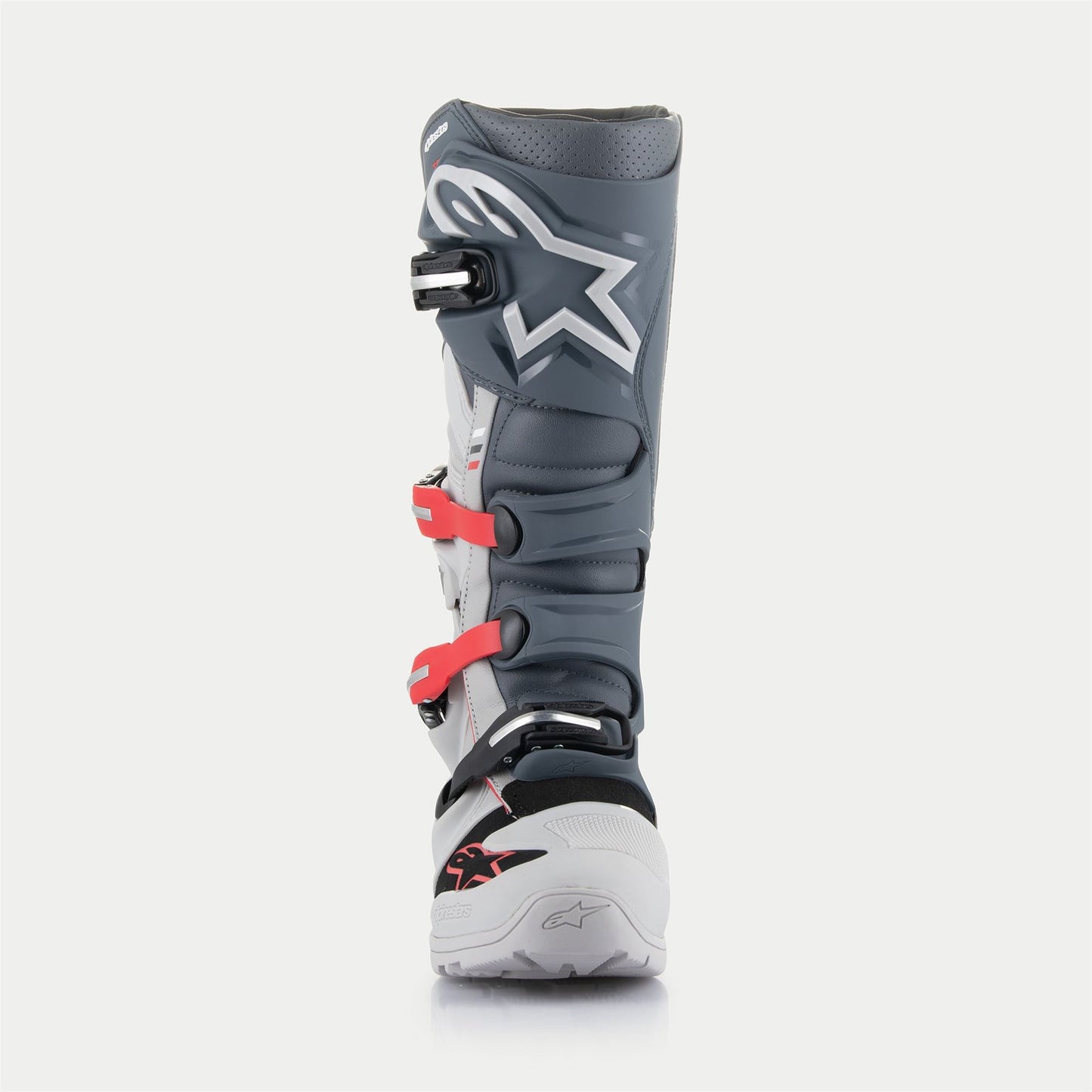 Alpinestars 2025 Tech 7 Enduro Boots Light Grey Dark Grey Bright Red