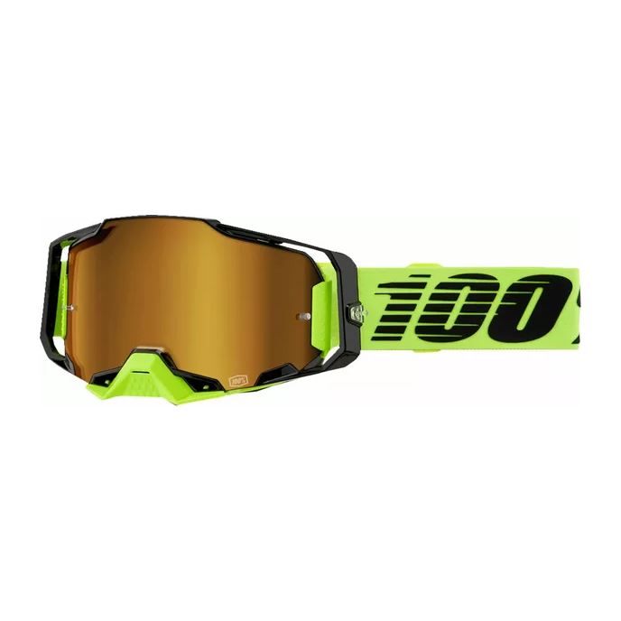 100% MX Goggles Armega Neon Yellow Gold Mirror