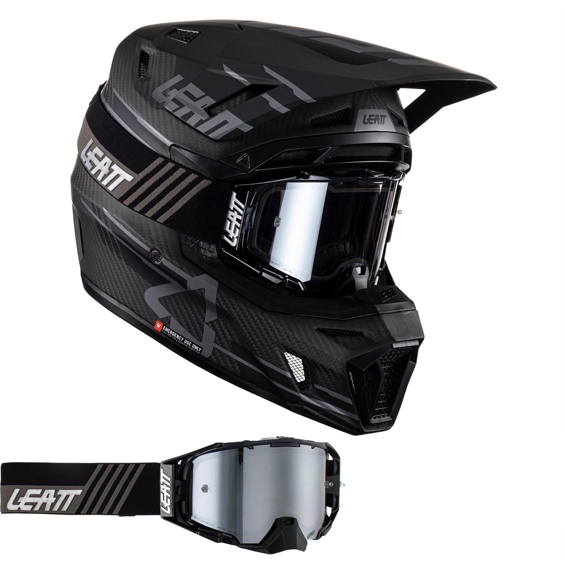 Leatt 2024 Helmet Moto 9.5 V24 Carbon with 6.5 Goggles & Helmet Bag
