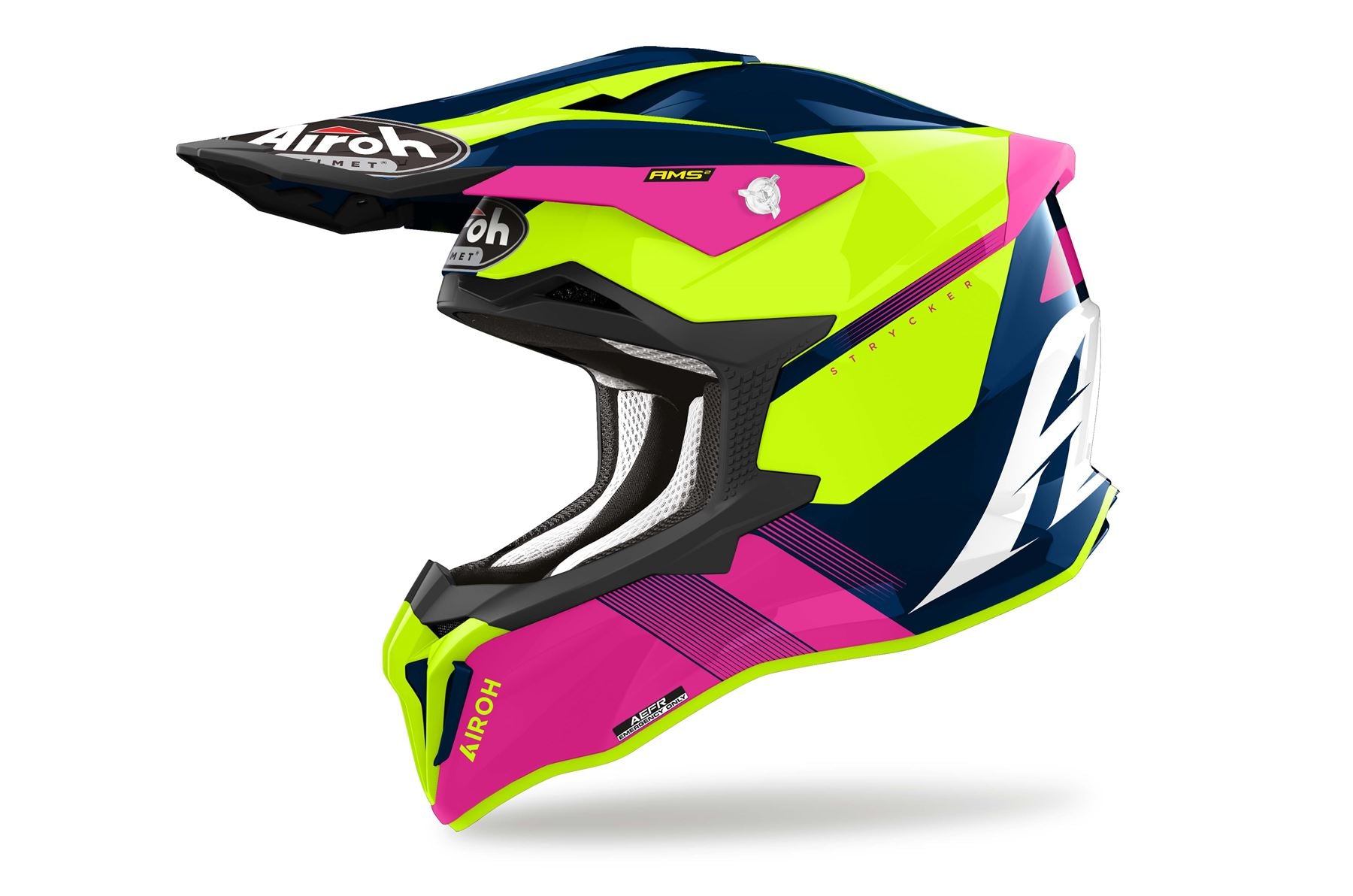 Airoh Helmet 2024 Strycker Blazer Blue Pink Gloss Composite Carbon