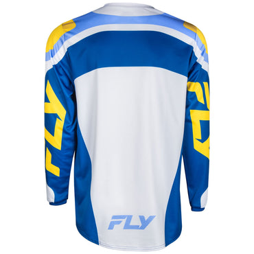 Fly Racing 2025 F-16 Motocross Jersey White Dark Blue Yellow