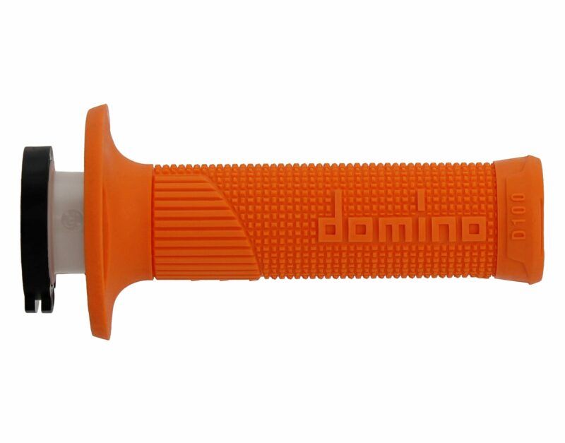 Domino D100 Orange D-Lock MX Grips W/Push Pull Pulley Motocross Off-Road Enduro