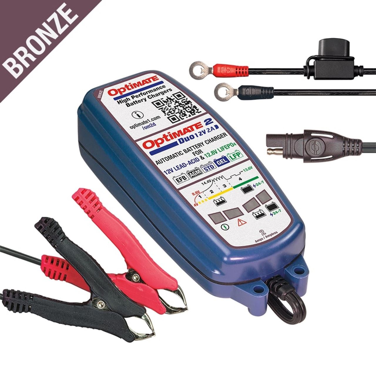 OptiMate 2 Duo Bronze 12V Smart Battery Charger Maintainer