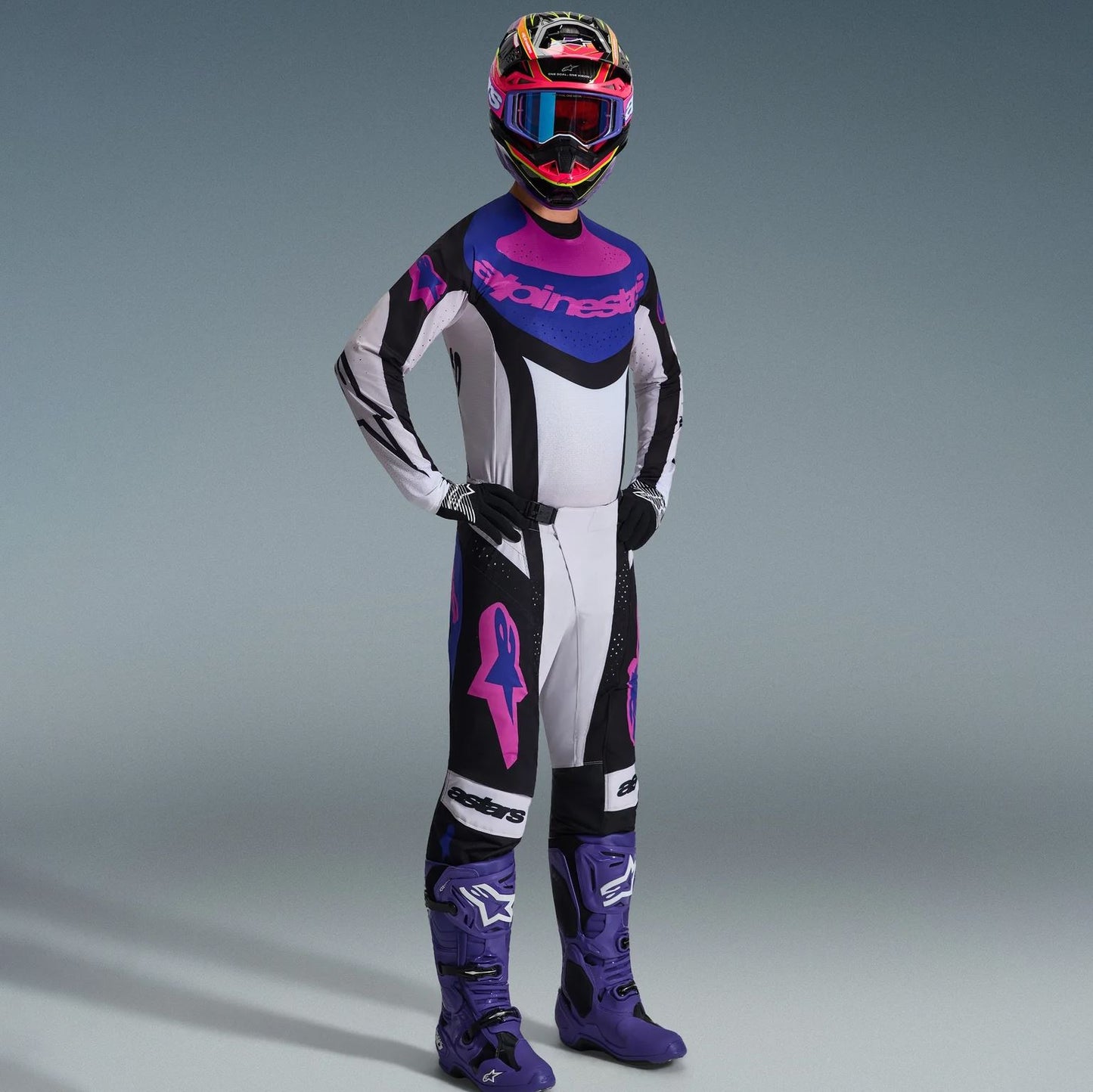 Alpinestars 2026 Techstar Knif Motocross Combo Kit Black Light Grey Purple
