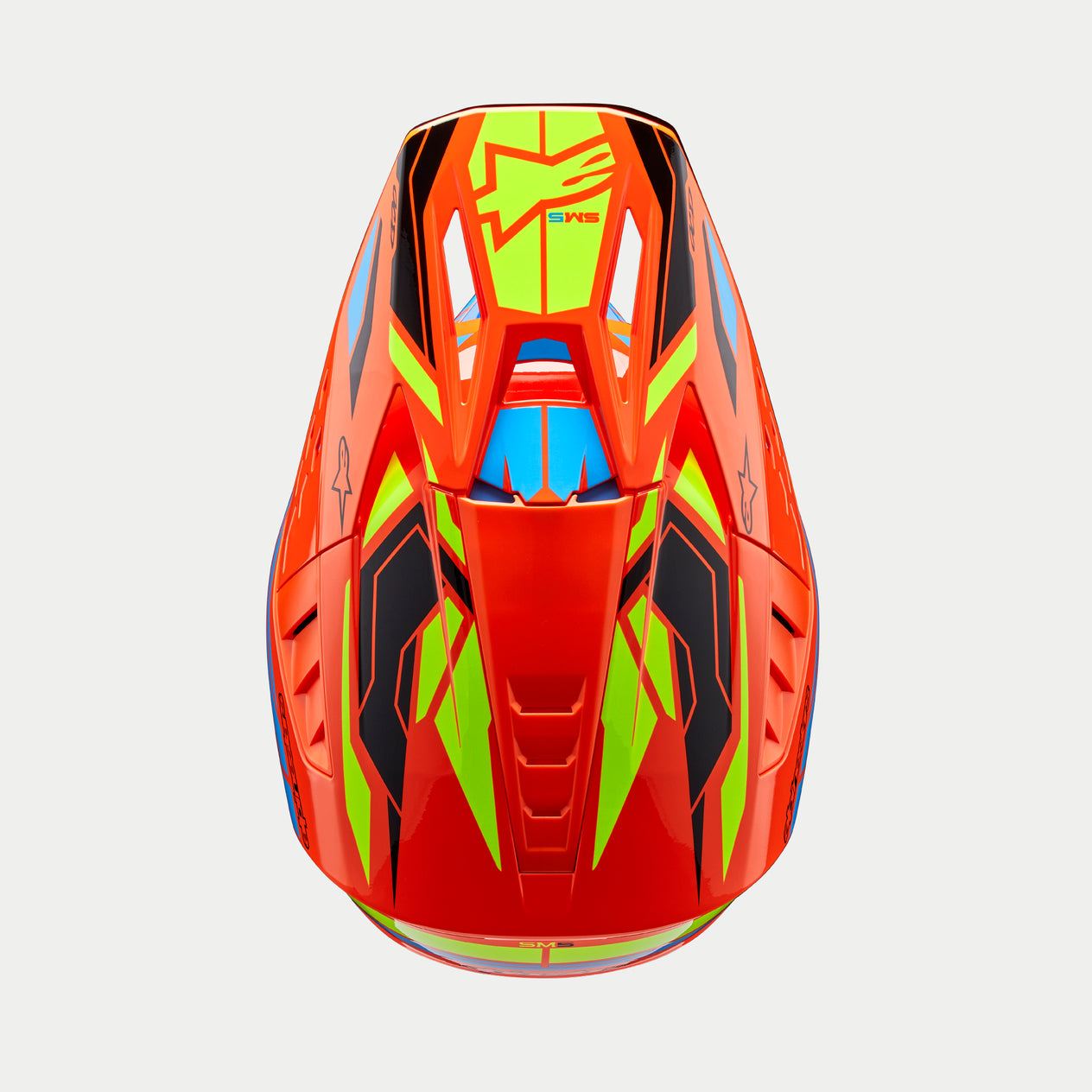 Alpinestars 2026 Supertech SM5 Orange Fluo Cyan Yellow Fluo Glossy Motocross Helmet