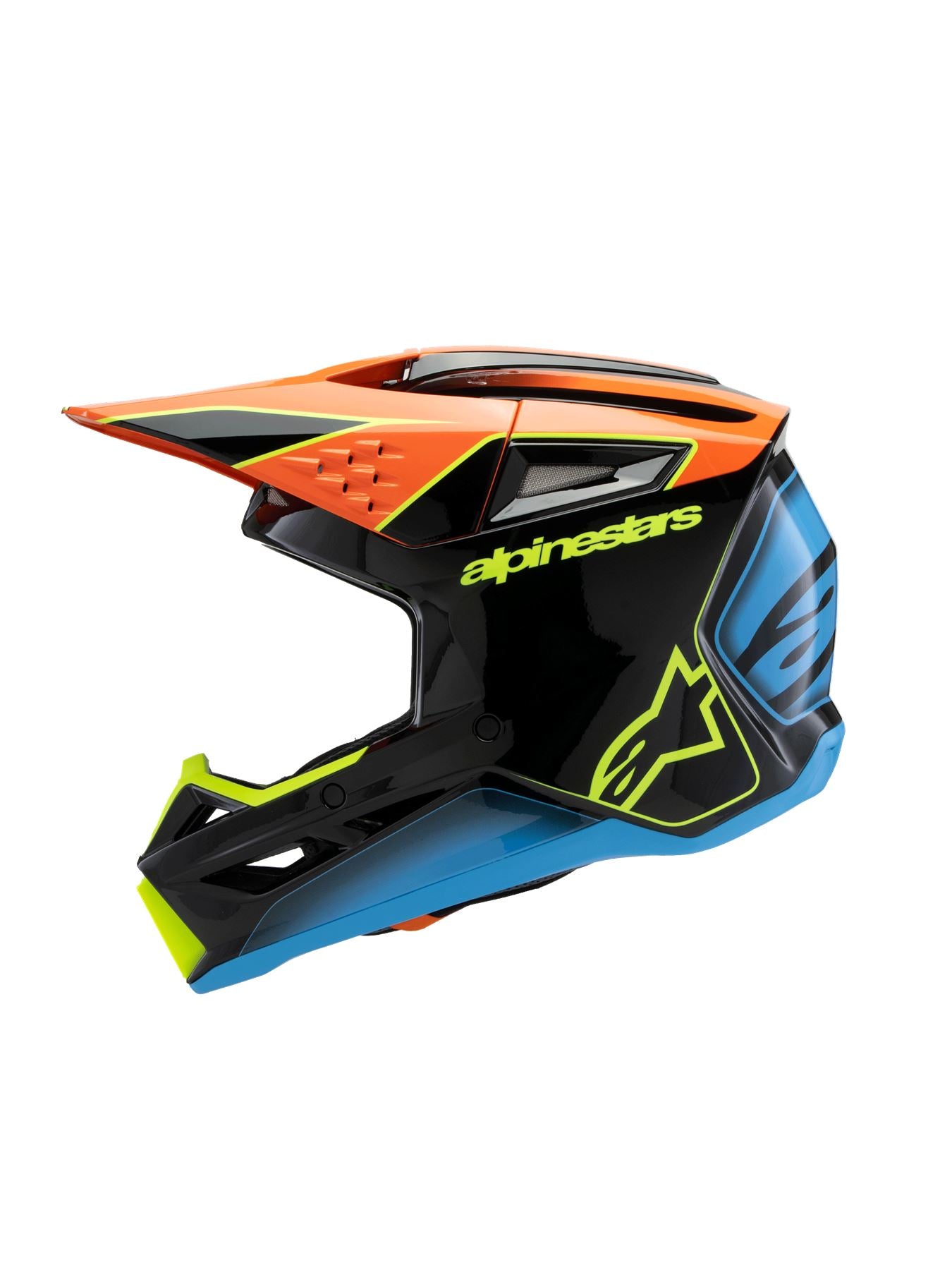 Alpinestars 2025 SM3 Fray Youth Motocross Helmet Black Orange Yellow Fluo