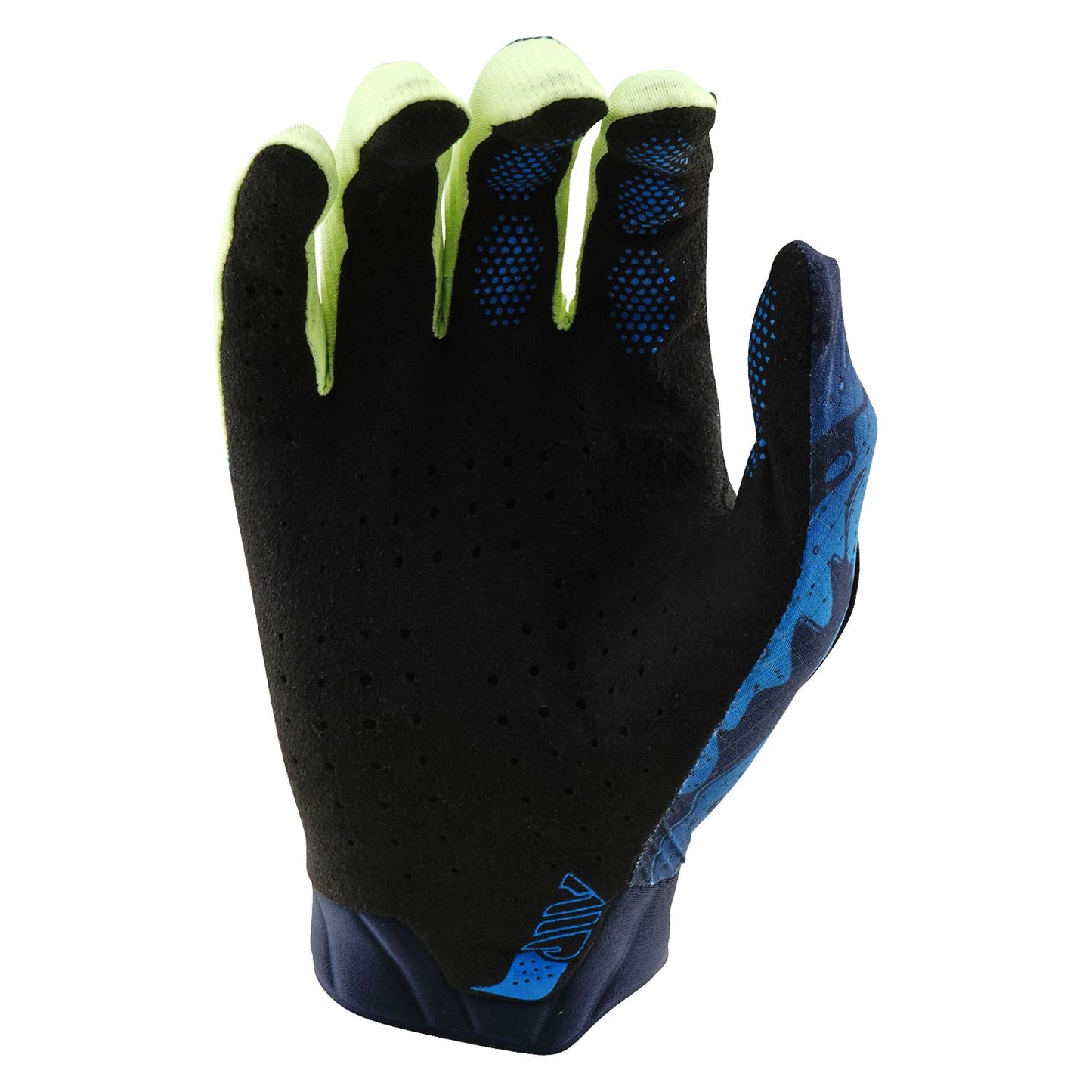 Troy Lee Designs Spring 2025 MX Gloves AIR Youth Drip Glo Yellow Dark Navy