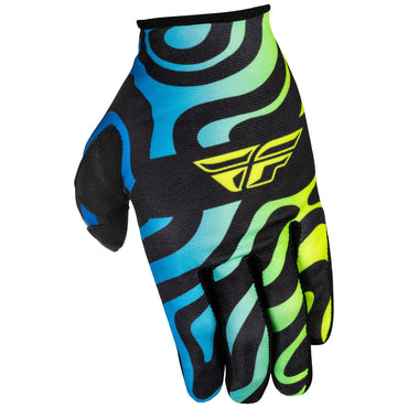 Fly Racing 2025 Youth Lite Zen Motocross Gloves Black Blue Hi-Viz
