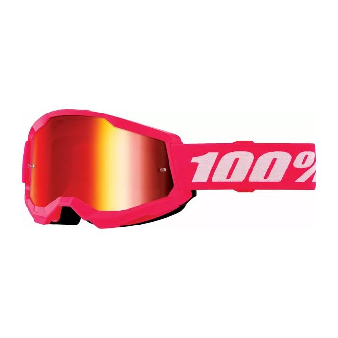 100% MX Goggles Strata 2 Youth Pink Red Mirror