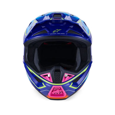 Alpinestars 2026 SM7 Cast Motocross Helmet Blue Pink Yellow Flo Glossy