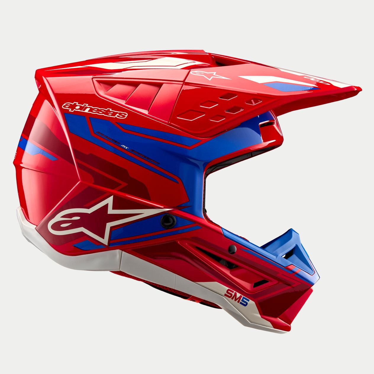 Alpinestars 2026 Supertech SM5 Action 2 Bright Red Blue Motocross Helmet
