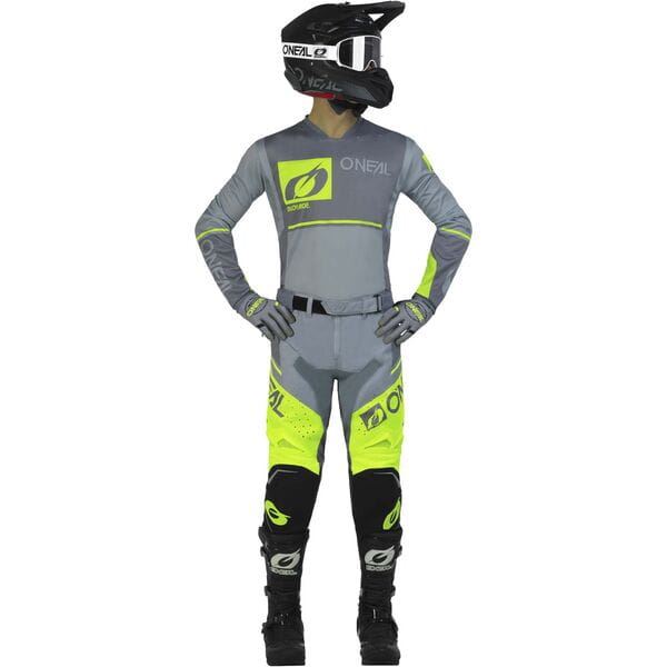 O'Neal 2024 Motocross Combo Kit Hardwear Flow Grey Neon Yellow