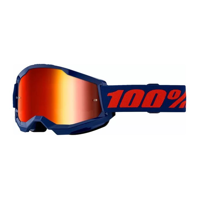 100% MX Goggles Strata 2 Navy Red Mirror