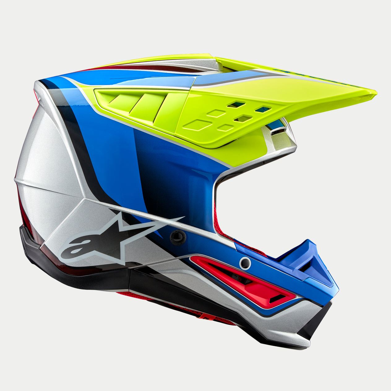 Alpinestars 2026 Supertech SM5 Sail Yellow Fluo Enamel Blue Silver Motocross Helmet