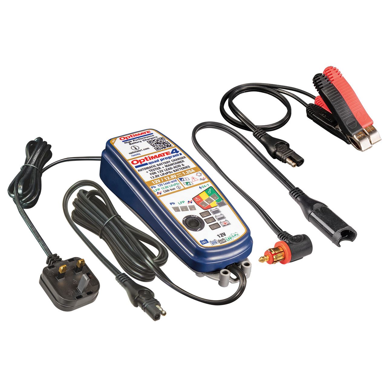 OptiMate 4 Quad Program Gold Premium 12V 1.25A Battery Charger Optimiser BMW Triumph