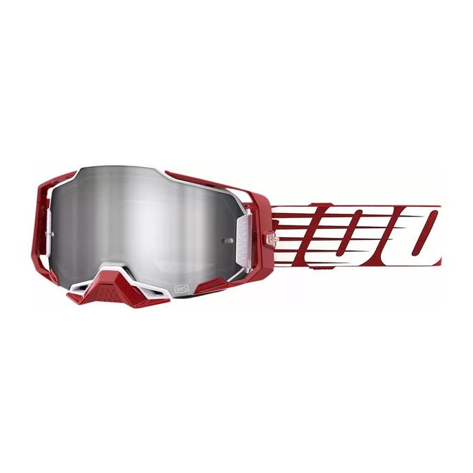 100% MX Goggles Armega Oversized Deep Red Silver Mirror
