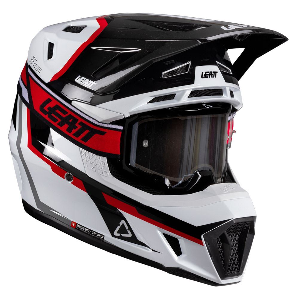 Leatt 2026 Motocross Helmet 7.5 White Red & 4.5 Goggles