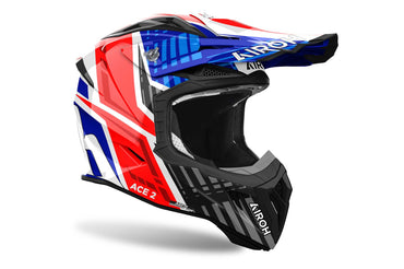 Airoh Helmet 2024 Aviator Ace 2 Proud Blue Red Gloss Composite Carbon