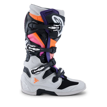 Alpinestars 2026 Tech 7 MX Boots Black Light Grey Orange Flo Magenta