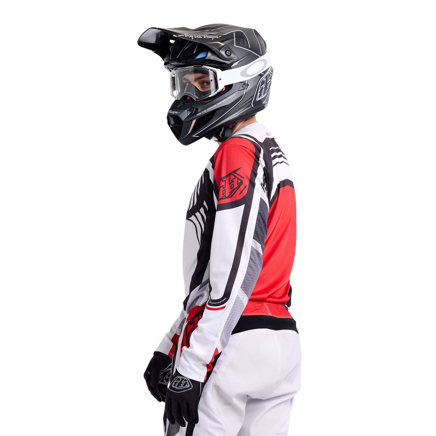 Troy Lee Designs 2025 Motocross SE PRO Wavez Jersey Off-White Red