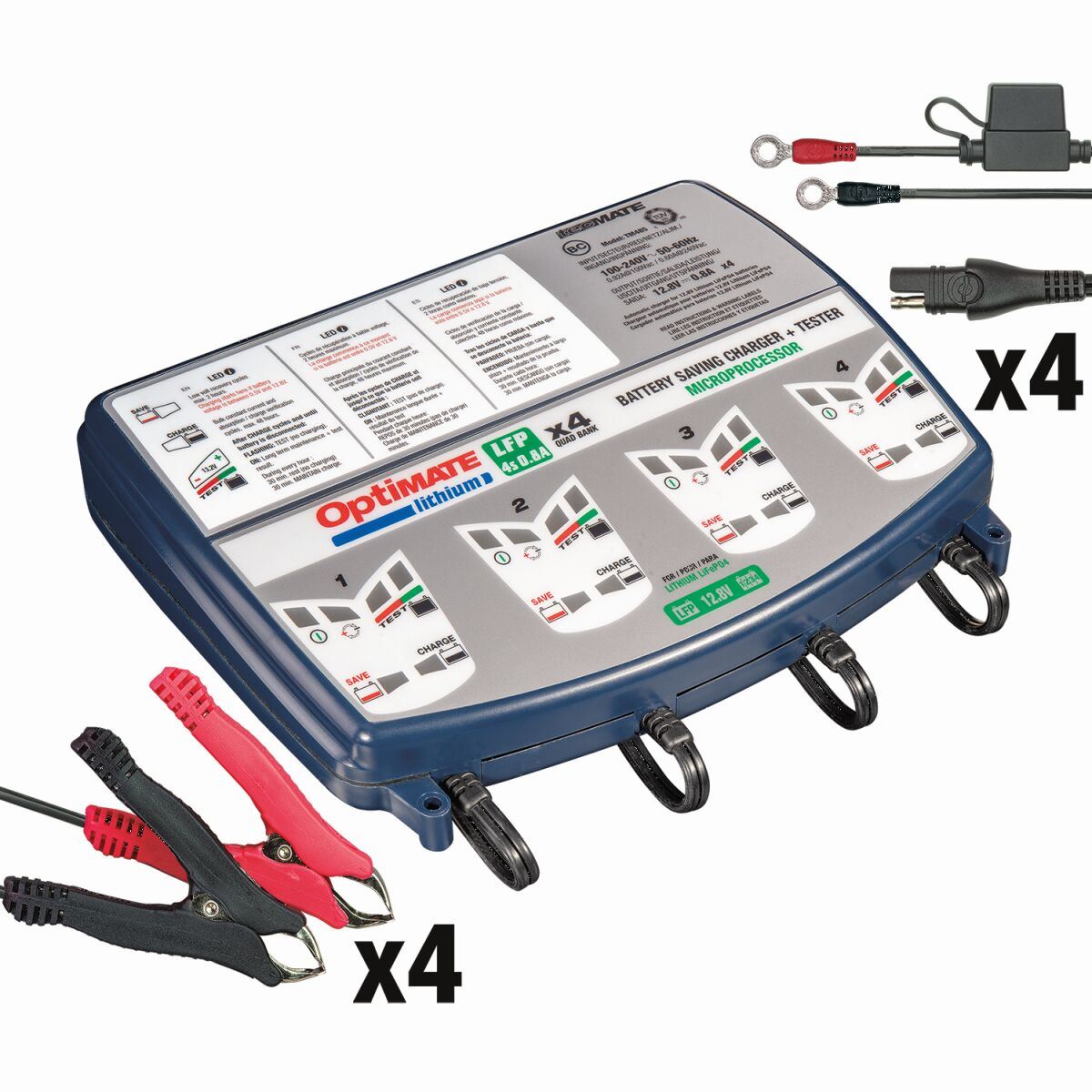 OptiMate Lithium 4s 0.8A Quad Bank 12.8V 0.8A Battery Saving Charger & Maintainer Battery Charger Optimiser